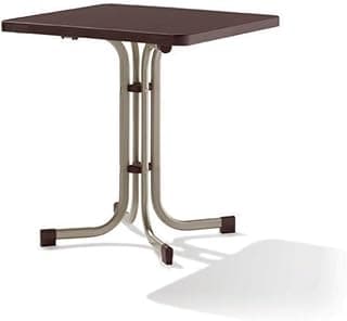 Sieger 231/C-M Boulevard-Klapptisch mit mecalit-Pro-Platte 70 x 70 cm, Stahlrohrgestell champagner, Tischplatte Schieferdekor mocca - Top Deal