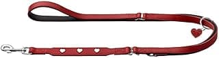 Hunter Verstellbare Hundeführleine Love, Farbe: rot/schwarz, weiches Rindnappaleder, 3-fache Verstellmöglichkeit, eingenähte Herzen, hochwertig verarbeitet, Made in Germany, Größe 13/200 - Produktbild