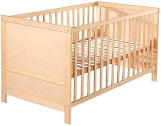 roba Kombi Kinderbett, 70x140 cm, Babybett Holz natur, 3-fach höhenverstellbar, Baby- bzw. Kinderbett mit Schlupfstäben umbaubar zum Juniorbett - Amazon Angebot