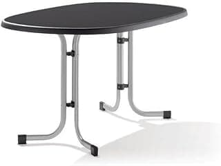 Sieger 252/A Boulevard-Klapptisch mit mecalit-Pro-Platte 140 x 90 cm, Stahlrohrgestell graphit, Tischplatte Schieferdekor anthrazit - Details ansehen
