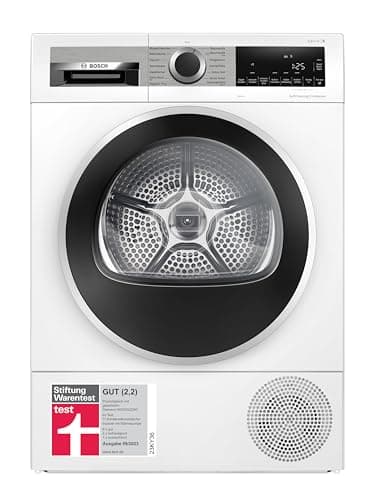Bosch WQG235D00, Stiftung Warentest GUT (2,2)*, Serie 6, Wärmepumpentrockner 8 kg, Schneller getrocknete Wäsche, Auto Dry, Option Halbe Beladung, Sensitive Drying-System, Selbstreinigender Kondensator - Details ansehen