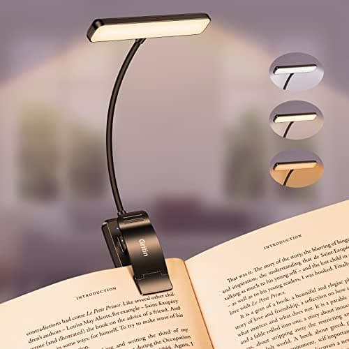 Gritin Leselampe Buch Klemme, USB Wiederaufladbare Buchlampe mit 19 LEDs, 3 Farbtemperatur Modi, Lange Laufzeit, Stufenlose Helligkeit Klemmlampe, 360° Flexibel Klemmleuchte für Nachtlesen ins Bett - Amazon Angebot