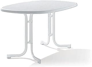 Sieger 152/W Boulevard-Klapptisch mit mecalit-Pro-Platte 140 x 90 cm, Stahlrohrgestell weiß, Tischplatte Marmordekor weiß, Natur - Produktbild