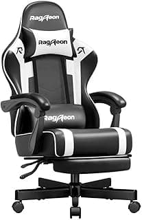 Gaming Stuhl Chair Gamer Sessel - Ergonomischer Gamer Stuhl Höhenverstellbar Gepolstert Gamingstuhl mit Fußstütze Kopfstütze und Lordosenstütz PC Sessel Drehsessel Tragkraft 150 Kg Schwarz - Bestpreis Deal