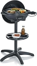 SEVERIN Barbecue-/Standgrill mit Haube, Elektrogrill mit Thermostat, Grillplatte mit keramischer Beschichtung, 2.000W, Grillfläche Ø 41 cm, Matt Schwarz, PG 8541 - Stark reduziert