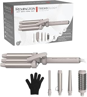Remington Lockenstab 5in1 [Welleneisen, Rundbürste 38mm, 3 Lockenaufsätze 13-33mm] Trendology (LED display 130°C - 210°C, Beach Waves, Spirallocken & Natürliche Locken für alle Haartypen) CI41MS5 - Produktbild