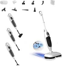 PUREBEAR 272 °F Dampfreiniger Mop mit Handgerät, 30s Schnellaufheizung | 15 Zubehör | 4 Mikrofaserpads | Für alle Hartböden und Teppiche,entfernt 99,9% | Handdampfreiniger| weiß - Stark reduziert