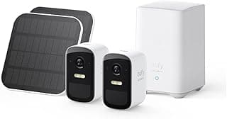 eufy Security eufyCam 2C 2-Kamera-Set, Solarpanel, Überwachungskamera Aussen Solar, HomeKit-kompatibel, 1080p HD, IP67-Wetterfest, Nachtsicht, Ohne monatliche Gebühren - Super Angebot