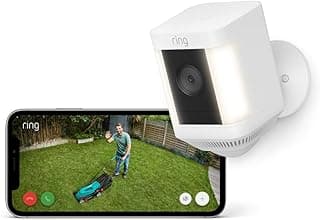 Ring Spotlight Kamera Plus Akku (Spotlight Cam Plus) | Überwachungskamera aussen mit WLAN, HD-Video, LED-Strahler, Nachtsicht, Bewegungserfassung & Sirene | Alexa-kompatible Sicherheitskamera - Super Angebot