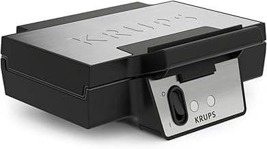 Krups FDK Iconic Waffeleisen, 850 W, keramikbeschichtete Antihaft-Platten, ikonisches Design, vertikale Aufbewahrung, benutzerfreundlich, Schwarz/Edelstahl, FDK261 - Produktbild