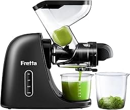 Fretta Slow Juicer Entsafter Gemüse und Obst Testsieger 200W, Schwarz | BPA-Frei, 76mm Öffnung, Ganze Früchte, Abnehmbare & Spülmaschinenfest, Hohe Saftausbeute, Leise, Umkehrfunktion, 2 Modi - Jetzt günstig kaufen