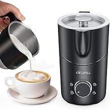 Milchaufschäumer Elektrisch 8-in-1, Automatischer Milchschäumer 400ml für Heiße & Kalte Schäume, Spülmaschinengeeignet, Abnehmbares, Leise, für Latte, Cappuccino, Sojamilch, Hafermilch - Top Deal
