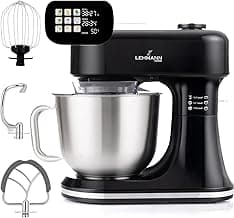 LEHMANN Multifunktions Küchenmaschine mit Display, 12 Geschwindigkeiten, Fermentationsfunktion mit Heizfunktion, integrierte Waage, Timer, Knetmaschine mit 3 Rühreinsätze und 5L Rührschüssel - Amazon Angebot