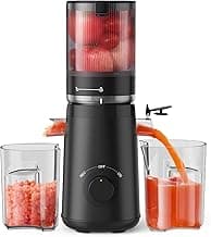 Entsafter‚ Slow Juicer mit 135MM Extra Großem Einfüllschacht, Entsafter Gemüse und Obst Testsieger anwendbar Ganzes Obst und Gemüse, Leicht zu Reinigen, Hohe Saftausbeute, BPA-Frei, Schwarz - Produktbild