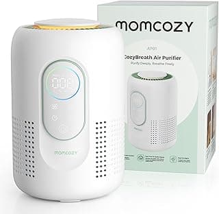 Momcozy Luftreiniger für das Kinderzimmer, 4-Filtersystem mit H13 HEPA- und Aktivkohlefilter, Echtzeit-PM2,5-Luftqualitätsüberwachung und -Anzeige mit 3-farbigem Status, 21 dB Schlafmodus - Produktbild