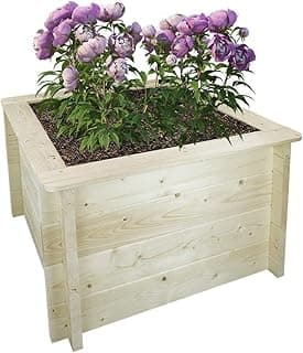TIMBELA Hochbeet Holz - 78x78xH46 cm - Blumenbeet für Garten - Kräuterbeet - Pflanzkasten Holz - Hochbeet Balkon Garten Terrasse - Solid 28 mm Pine/Spruce Wood M620 - Amazon Angebot
