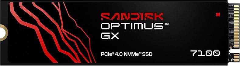 SANDISK Optimus GX 7100 NVMe SSD 1 TB (bis zu 7.250/6.900 MB/s sequentielles Lesen/Schreiben, PCIe 4.0, M.2 2280, BiCS TLC 3D CBA NAND, SANDISK Dashboard) | PCIe 4.0 NVMe SSD mit 7.000 MB/s Lesegeschwindigkeiten und 4TB Kapazität für Spiele, Notebooks und kreative Workflows - Amazon Angebot