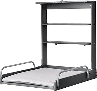 roba Wandwickelregal + Wickelauflage roba Style grau - Klappbar & platzsparendes Wickelregal zur Wandmontage - Wickeltisch mit 2 Ablagefächer - Holz anthrazit - Günstig online kaufen