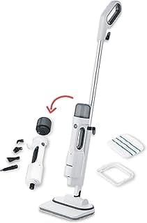 SEVERIN Dampfreiniger mit Mehrzweck-Zubehör, Allzweck- und Teppichreiniger für frische Teppiche und Hartböden, Fliesenreiniger zur schonenden Reinigung in Küche, Bad und mehr, weiß/schwarz, SC 7142 - Produktbild