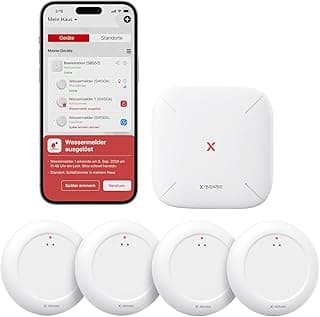 X-Sense Wassermelder WLAN mit SBS50 Basisstation, Smarter Wassermelder, App-Warnungen（nur 2.4Ghz）, wasserdicht nach IP67, Funk-Wassersensor für Küche, Bad, Keller, SWS0A41, 5er Set - Amazon Angebot