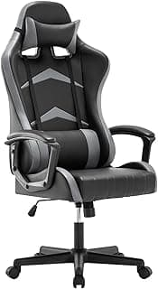 IntimaTe WM Heart Gaming Stuhl, Bürostuhl mit Verstellbarem Kopfkissen und Lendenkissen, Ergonomischer Schreibtischstuhl, Racingstuhl mit Hoher Rückenlehne, 52 x 49 x 130cm (Grau) - Top Deal