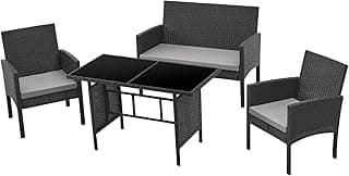 SVITA Brooklyn XL Polyrattan Essgruppe Lounge Garnitur Gartenmöbel Set Esstisch Schwarz - Produktbild