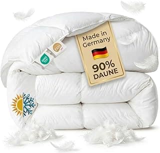 Daunendecke 155x220 90% Daunen- Made in Germany | Bettdecke 155x220 Warm, Leicht & Flauschig | 4 Jahreszeiten Bettdecken Für Allergiker | Decke Waschbar & Atmungsaktiv - Amazon Angebot
