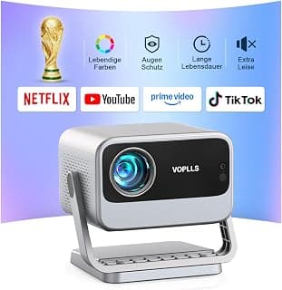 Smart Beamer 4K【Netflix vorinstalliert & Dolby Audio】 VOPLLS 35000L Autofokus & Trapezkorrektur Beamer Heimkino, Full HD 1080P WiFi6 Bluetooth Videoprojektor für Handy/PC, Outdoor & Fußballabend - Amazon Angebot