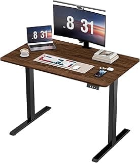 Höhenverstellbarer Schreibtisch, Schreibtisch Höhenverstellbar 120 x 60 cm, Memory Preset mit 2 Höhen, Einfache Montage, für Home Office, Arbeitszimmer und Spiele, Vintage Braun - Mega Schnäppchen