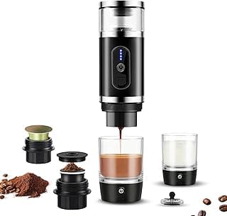 4-in-1 Tragbare Espressomaschine mit Milchaufschäumer, akku kaffeemaschine für gemahlenen kaffee und kapseln，kaffeemaschine to go geeignet fürs Büro, für Reisen und beim Camping, Cappuccino, Macchiato - Günstig online kaufen