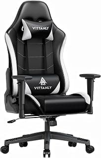 Vittanly Gaming Stuhl, 90-165° Rückenlehne, Tragkraft 150 kg, Weiß - Stark reduziert