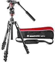 Manfrotto Befree Live, Reise-Videostativ mit Videokopf und Hebelverschluss, Aluminiumstativ für DSLRs, spiegellose Kameras, Spiegelreflexkameras und Videokameras, Kamera- und Videozubehör - Produktbild
