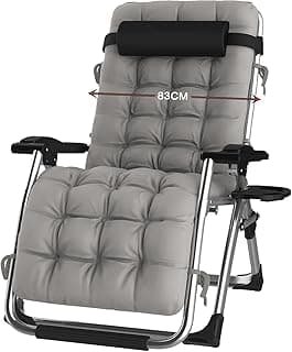 Liegestuhl Klappbar Sonnenliege mit Abdeckung, Gartenliege Relaxliege für Mittagspause Belastbar 240kg Verstellbar RüCkenlehne Gartenstuhl Ergonomisch und Atmungsaktiv (Silbrig) - Top Deal