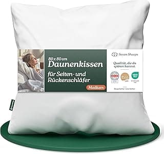 Daunenkissen 80x80 Medium für Rücken- & Seitenschläfer, 3-Kammer Kopfkissen 80x80 Daunen, spürbar stützend & angenehm weich, maschinenwaschbar, DOWNPASS (kein Lebendrupf), Oeko-TEX - Produktbild