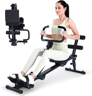 Sportneer Rudergerät für Zuhause klappbar, Hydraulisches Rudergerät klappbar mit 12 Widerstandsstufen, Fitnessgerät für Zuhause, Bauchtrainer mit U-Griff & Rückenlehne, bis zu 135 kg belastbar - Günstig online kaufen