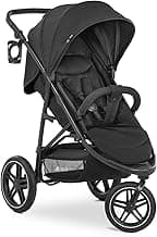 hauck Rapid 3R, Schwarz - Dreirad Kinderbuggy mit Gummireifen, Federung und Liegeposition ab Geburt bis 22 kg, UV Schutz 50+, Zusammenklappbar, Höhenverstellbarer Schieber mit Becherhalter - Super Angebot
