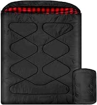 Baumwollflanell Doppelschlafsäcke für Winter, wasserdichter Queen-Size-Schlafsack für 2-Personen-Kaltwettercamping, Rucksack oder Reisen, doppelte breite Schlafsäcke für Familie oder Paare - Produktbild