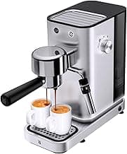 WMF Lumero Siebträgermaschine – kompakte Espressomaschine aus Edelstahl mit 15 bar, Thermoblock-Heizsystem, Milchaufschäumdüse, 3 Einsätzen für 2 Tassen Espresso, LED-Beleuchtung, Tassenabstellfläche - Top Deal