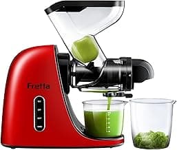 Fretta Slow Juicer Entsafter Gemüse und Obst Gemüse Testsieger, 76mm Öffnung Juicer Machine Kaltentsafter Obstpresse Elektrisch Saftpresse BPA-Frei, Abnehmbare & Spülmaschinenfest, Rot - Super Angebot