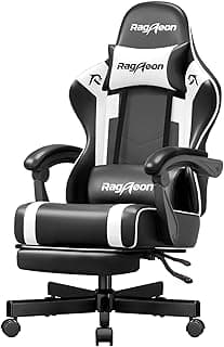 Gaming Stuhl Chair Gamer Sessel - Ergonomischer Gamer Stuhl mit Fußstütze Kopfstütze und Lordosenstütz Höhenverstellbar Gepolstert Gamingstuhl 150 Kg Tragkraft Schwarz - Bestpreis Deal