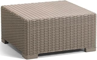 Allibert by Keter California Gartentisch aus Kunststoff, Beistelltisch für Garten, Terrasse & Balkon, runde Rattanoptik, quadratisch, cappuccino, 68 x 68 x 35 cm - Günstig online kaufen