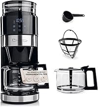 Barista Kaffeemaschine mit Mahlwerk | Filterkaffeemaschine mit Glaskanne | 900W Filtermaschine mit Touchdisplay & Timerfunktion für bis zu 10 Tassen | 1,25 Liter Kaffeekanne | Für Bohnen & Pulver - Amazon Angebot