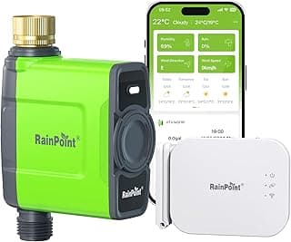 RAINPOINT Bewässerungscomputer WLAN mit Antennen-Gateway und Messingeinlass IP65 Bewässerungssteuerung mit APP/Sprachsteuerung Wetterbasiert Automatisches Bewässerungssystem für Garten - Amazon Angebot