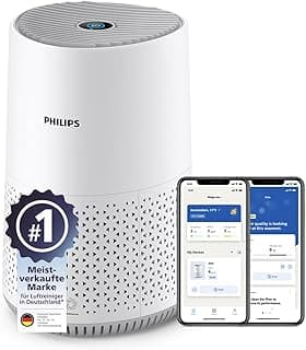 Philips Luftreiniger 600 Serie mit SmartSensor, Weiß, für Räume bis 44 m² | CADR 170m³/h, HAIR+-App, HEPA NanoProtect-Filter, entfernt bis zu 99,97% Schadstoffe, ultraleise & für Allergiker (AC0651/10) - Stark reduziert
