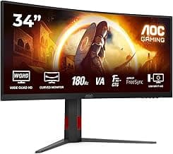 AOC Gaming CU34G4-34 Zoll Quad HD Monitor, 180 Hz, 1 ms, FreeSync Prem., HDR10 (2560x1440, 1x HDMI 2.0, 1x DisplayPort 1.4) schwarz-rot - Amazon Angebot