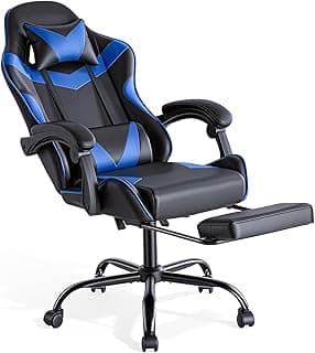 Sweetcrispy Gaming Stuhl, Ergonomisch Gaming Chair, Modernes Blau | Bürostuhl mit Fußstütze, Kopfstütze Lendenkissen, 90-150° einstellbar, Leder Drehbar, Schreibtischstuhl Computerstuhl - Jetzt günstig kaufen
