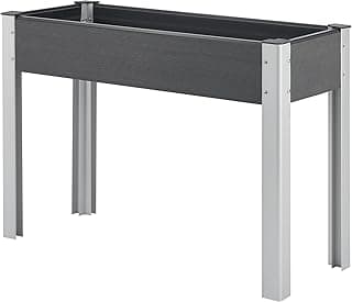 [en.casa] Hochbeet Beverwijk für Garten Aluminium Blumenkasten aus WPC außen 100 x 40 x 75 cm wetterfest Kräuterbeet rechteckig Gemüsebeet Dunkelgrau - Super Angebot