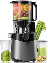 Canoly Entsafter, 400W Slow Juicer, Saftpresse mit 140mm Großer Fütterungsrutsche für Ganze Gemüse und Obst, 2L Füllvolumen, Kaltpresse Hohe Saftausbeute, Leicht zu reinigen, BPA-Frei, Deep Grey - Super Angebot
