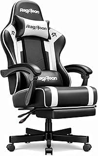 Gaming Stuhl Chair Gamer Sessel - Ergonomischer Gamer Stuhl mit Fußstütze Kopfstütze und Lordosenstütz Höhenverstellbar Gepolstert Gamingstuhl 200 Kg Schwarz - Stark reduziert