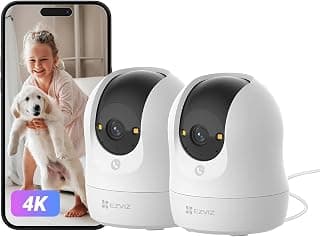 EZVIZ C6N G1 4K 8MP Überwachungskamera Innen, 2,4/5 GHz WLAN Baby Kamera, 360° PTZ, Auto-Zoom-Track, Farbnachtsicht, Person/Haustier/Geräuscherkennung, 2-Wege-Audio, Alexa Kompatibel, 2er Pack - Details ansehen